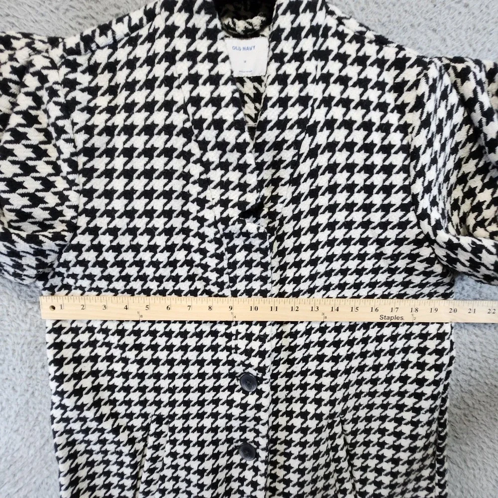 Old Navy Coat Womens Medium Wool Blend Black White‎ Long Sleeve Business Casual